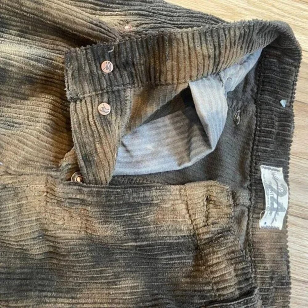 Free People Reese Pitched Straight Corduroy Jeans Tie Dye Brown Tan Size 24 - Picture 7 of 10